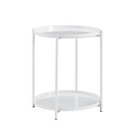 BEISTELLTISCH DE-37346 2-etagig rund mit Metallrahmen und Ablage Weiß - Weiß, Metall (42/42/52cm) - ComfortXL