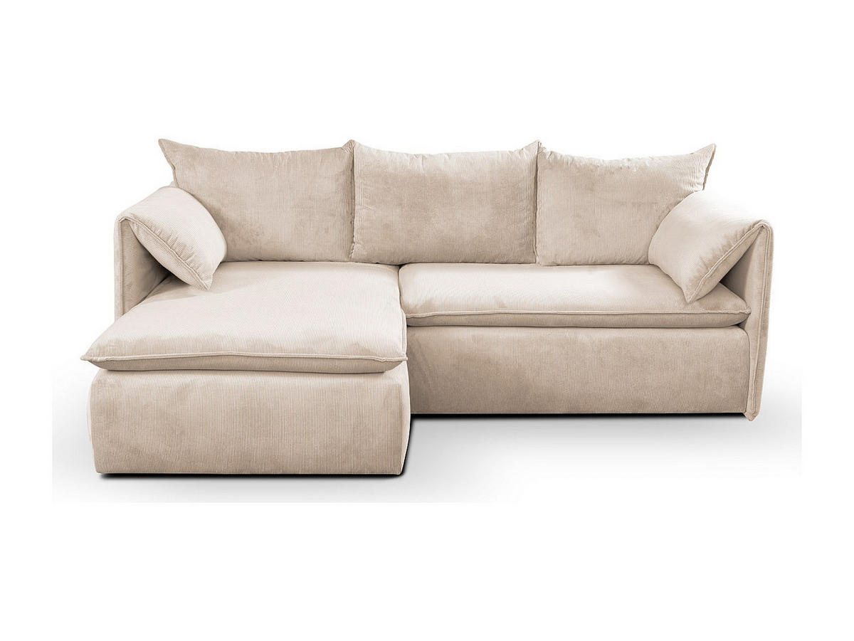 ECKSOFA mit Schlaffunktion - Ecke Links - Feincord - Beige - TEODORA - Beige, Textil (230/166cm) - Vente-Unique