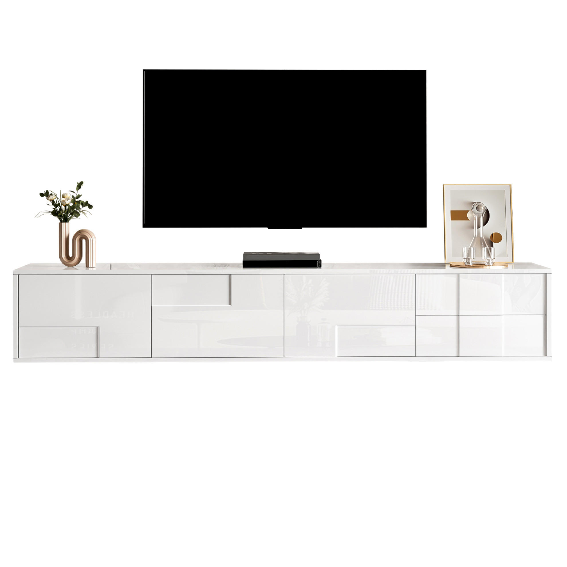 TV-LOWBOARD 170/30/30,5 cm Weiß aus MDF und Spanplatte mit Hochglanz-Optik - Weiß, Holzwerkstoff (30/30.5/170cm) - OKWISH