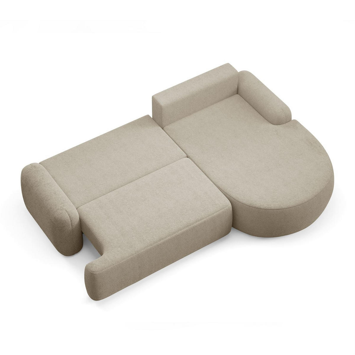 ECKSOFA CLEO mit Schlaffunktion Version Rechte QUELLE 03 - Ecru, Kunststoff (264/172cm) - Lookway