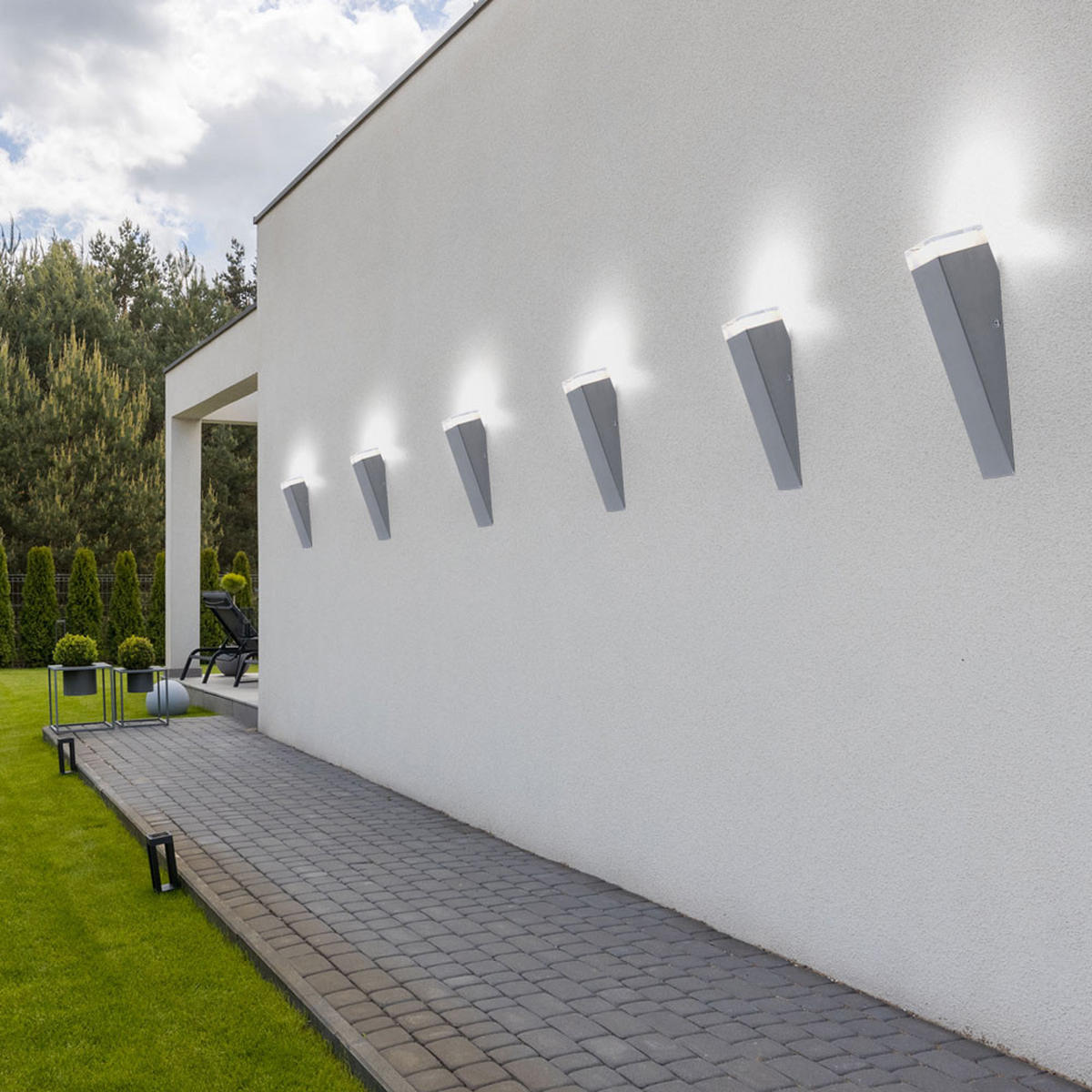 LED AUSSEN-WANDLEUCHTE Edelstahl Silber - Silberfarben, Metall (7.5/30.5/8.5cm)