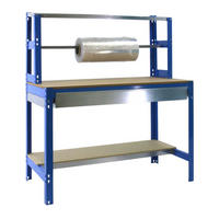 PACKTISCH BUFFALO mit Schubfach | HxBxT 84x90x76cm | Traglast 400kg | Blau - Blau, Metall (90/84/76cm) - PROREGAL