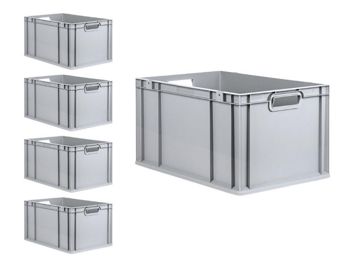 EUROBOX 5x Nextgen Economy Griffe Offen 32x40x60cm 65 Liter - Grau, Kunststoff (40/32/60cm) - PROREGAL