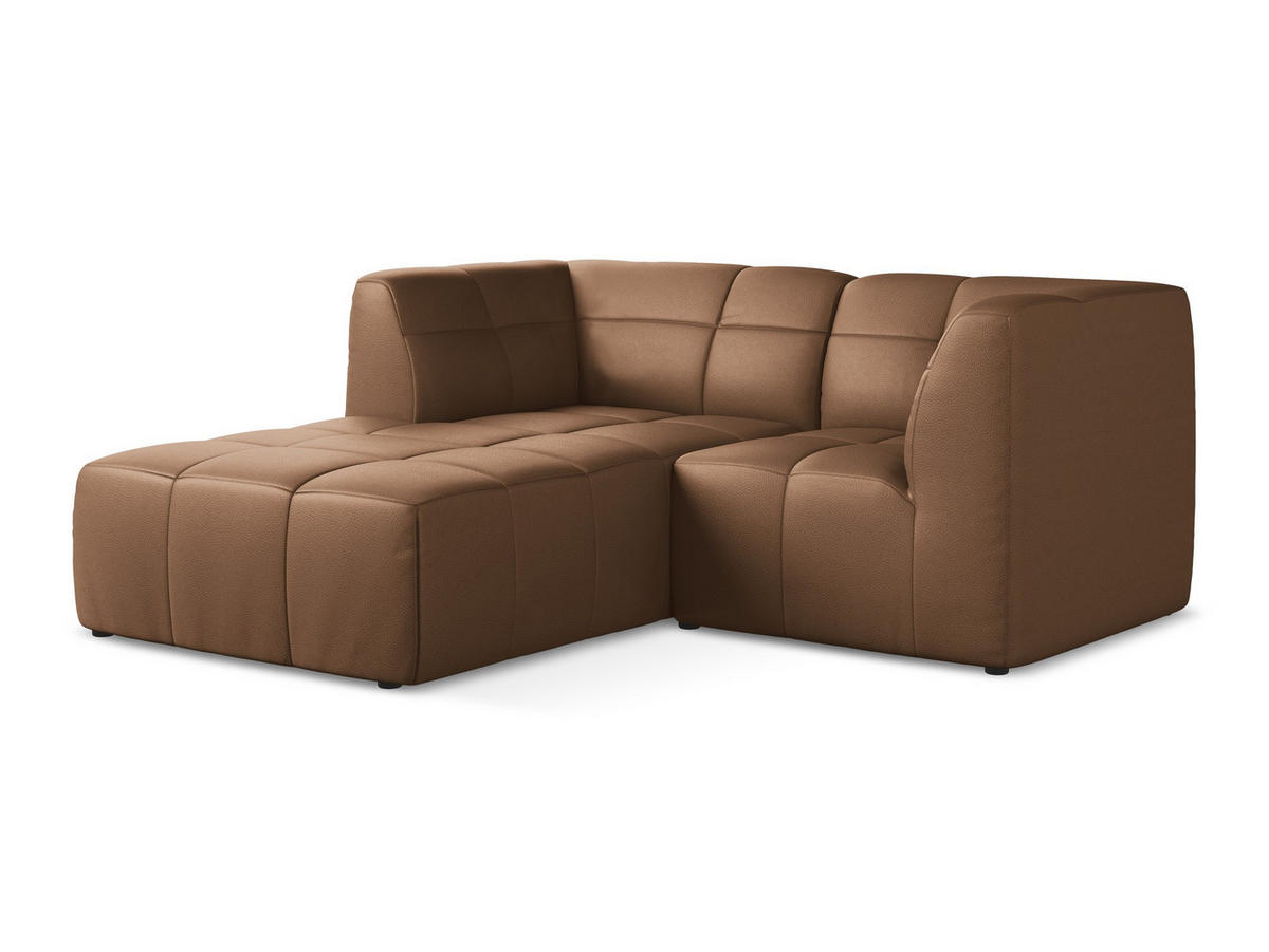 ECKSOFA Links Kunstleder Braun - Schwarz/Mokka, Holzwerkstoff/Kunststoff (191/175cm) - Makamii