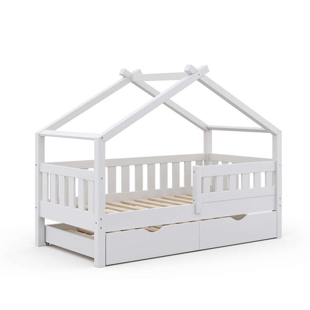 VitaliSpa DOMEČKOVÁ POSTEL Design Bílá 80x160 cm s lůžkem pro hosty