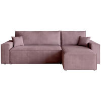 ECKSOFA ADI mit Schlaffunktion Puderrosa Cord - Rosa, Textil (244/143cm) - Bromarkt