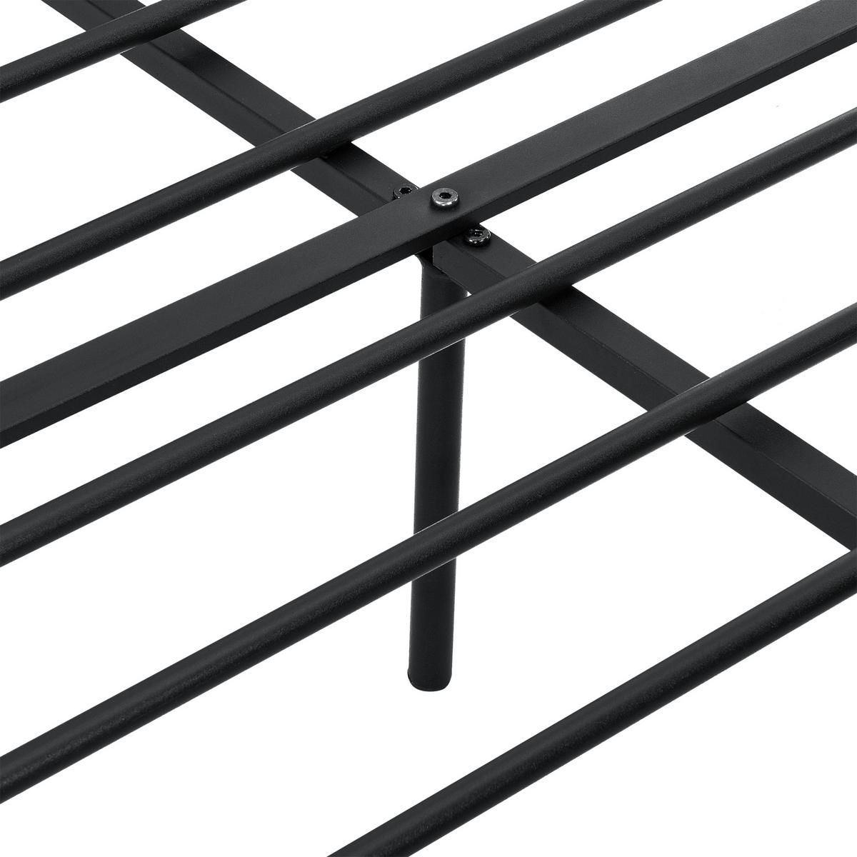 METALLBETT Finse - Walnussfarben/Schwarz, Metall (140/200cm) - [en.casa]