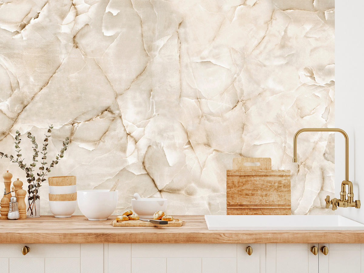 FOTOTAPETE für Wohnzimmer Beige Marmor Muster Stein 300x210 - Beige, Papier (300/210cm) - Muralo