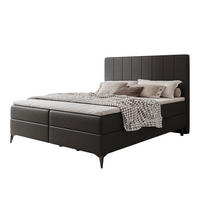 BOXBETT VERA 120x200 cm mit Matratze und Topper, Strapazierfähiges Kunstleder Schwarz - Schwarz, Kunststoff/Textil (120/200cm) - Idohome