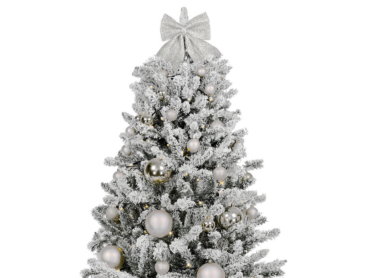 LAALU WEIHNACHTSBAUM geschmückt künstlich mit 73 Ornamenten SILVER CHRISTMAS 180 cm Baum mit Ständer und Weihnachtsornamenten - Silberfarben/Weiß, Kunststoff (180cm) - LAALU
