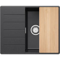 SPÜLBECKEN Kopenhagen, 2-er set Anthrazit 62/50 cm 1 Becken + Ablauf-Set + Schneidebrett ab 45er Unterschrank - Chromfarben/Anthrazit, Kunststoff (62/20/50cm) - Primagran