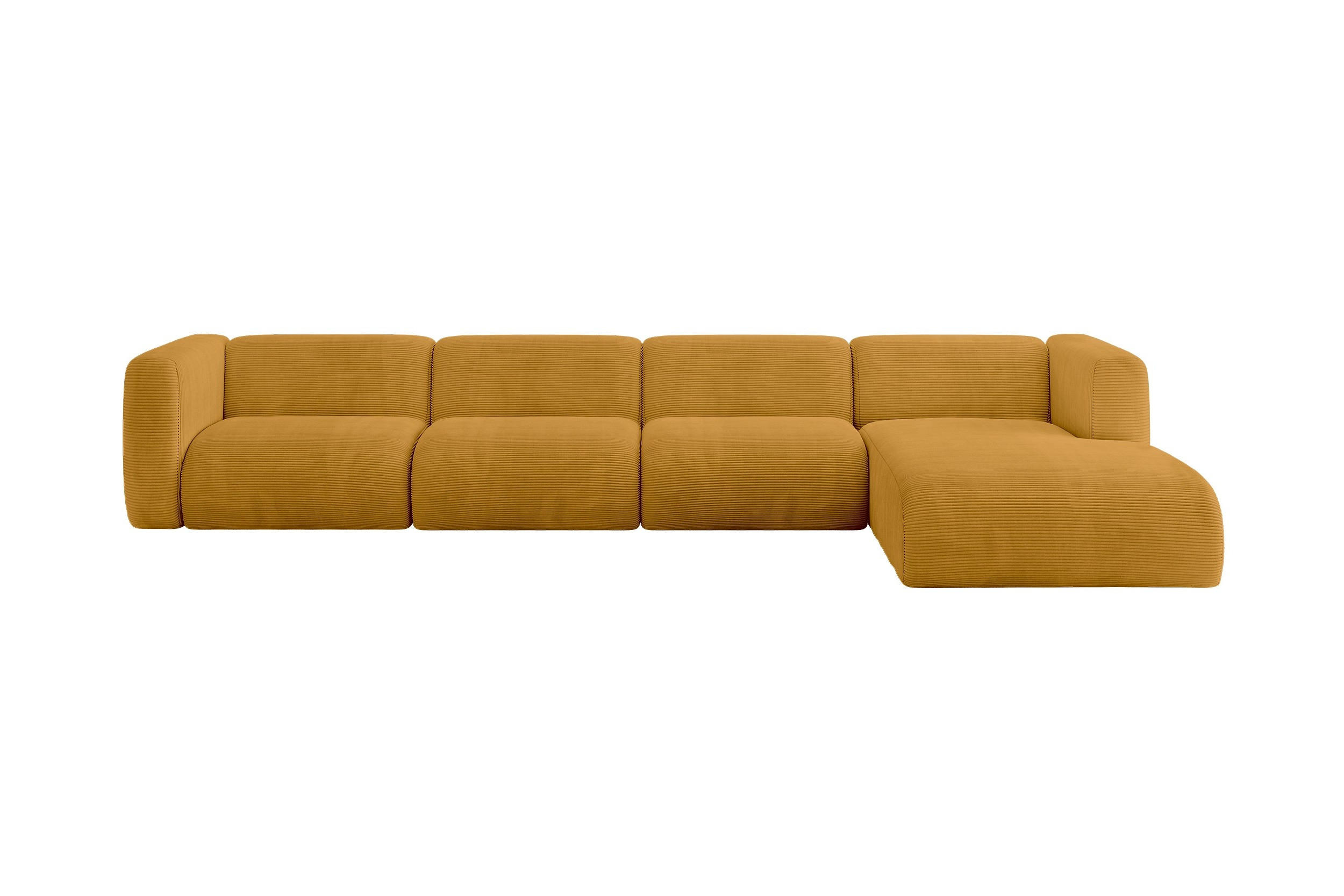 ALTDECOR ROHOVÁ SEDAČKA S PRAVOU OTOMANOU MIRA-L3 409x179x70 Hořčicově žlutá Manšestr