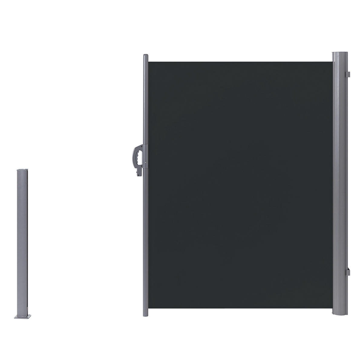SEITENMARKISE graphitgrau ausziehbar 160/300 cm Dorio - Silberfarben/Graphitfarben, Kunststoff (305/160/9cm) - Beliani