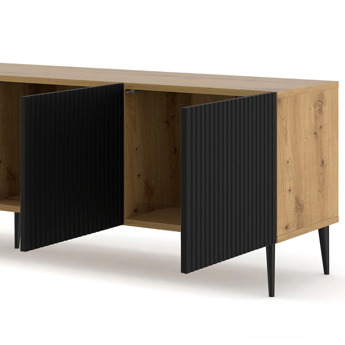 TV STOLÍK Philaé Drevo a čierna farba - čierna/farba duba, kompozitné drevo (200/56/42cm) - Petits-meubles