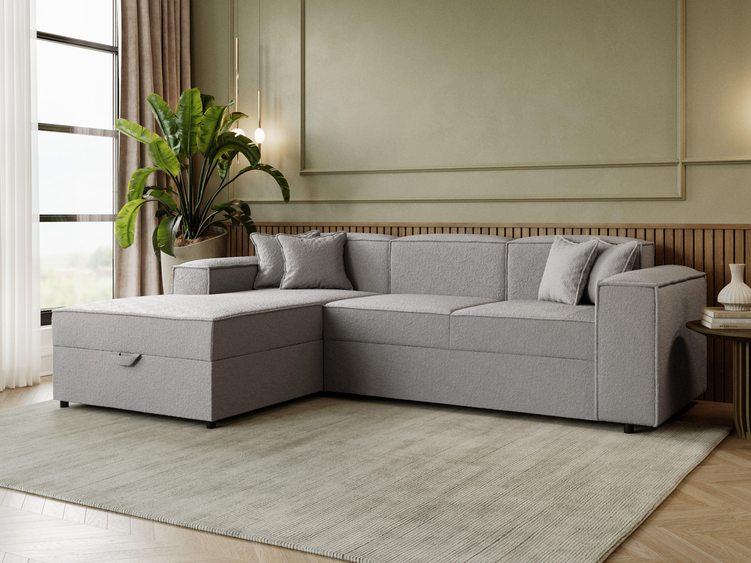 ECKSOFA Santos L, Seite: Links - Schwarz/Grau, Holzwerkstoff/Kunststoff (253/166cm) - MIRJAN24