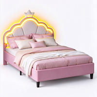 KINDERBETT 140/200 cm, in Rosa Flanell, Lattenrost, Verstellbares Kopfteil - Pink, Holz/Textil - BPKADHY