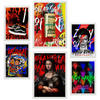 POSTER Set Mit 6 Grafiti Pop Mona Lisa Warhol Bowie Basquiat A3 & A4 Weißer Rahmen - Weiß, Papier (29/3cm) - Nacnic