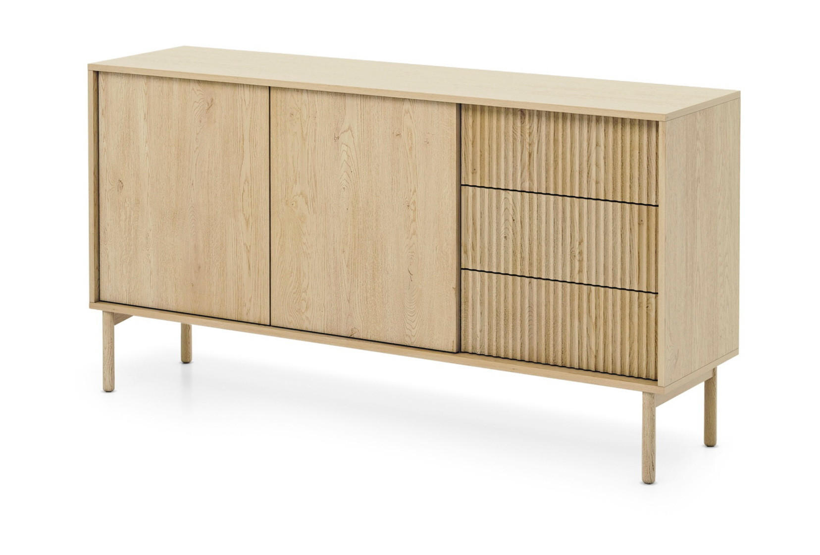 KOMMODE mit Schubladen 154 cm Nomadi, 2 Türen, Eiche Cremona - Eichefarben, Holz (154/80/40cm) - Emporius