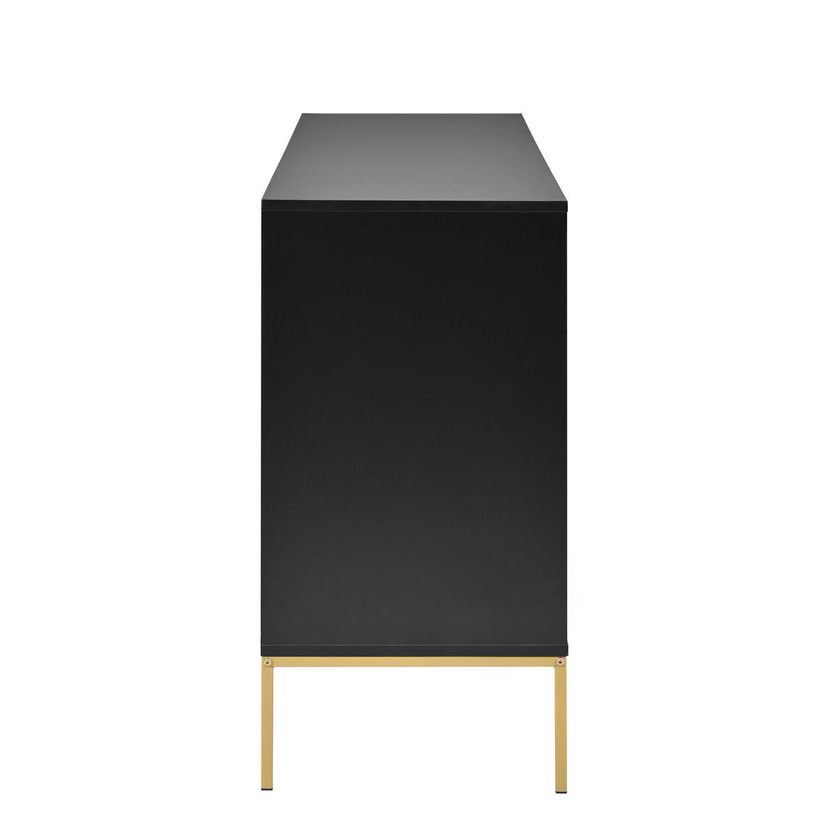 SIDEBOARD in Schwarz Standschrank mit 4 Türen & Metallfüßen für Wohnzimmer, TV-Bereich, B150/T40/H80cm - Goldfarben/Schwarz, Holzwerkstoff/Metall (150/80/40cm) - STILVORA