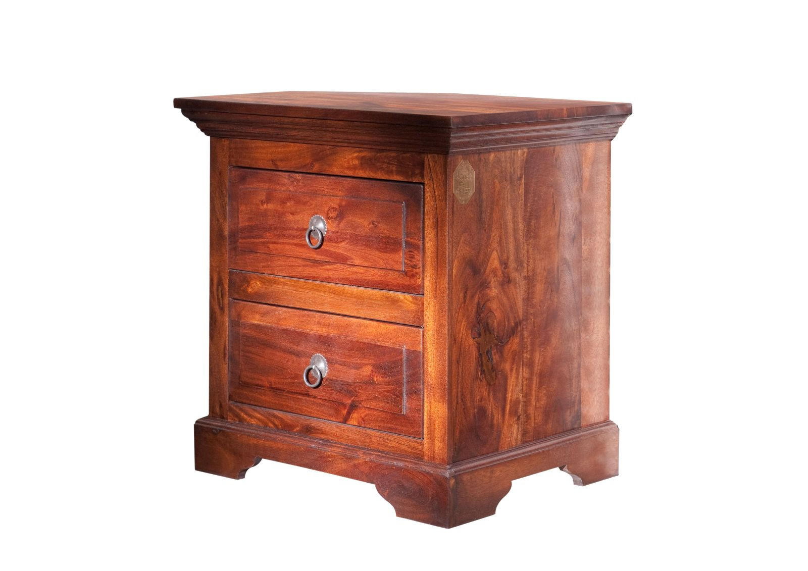 NACHTTISCH Akazie 52x40x54 nougat lackiert OXFORD #905 - Dunkelbraun, Holz (52/54/40cm) - Massivmoebel24