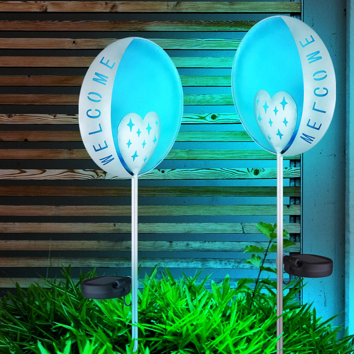 LED AUSSENLEUCHTE Solar Steckleuchte Silber Blau - Silberfarben, Metall (17/17/78.5cm)