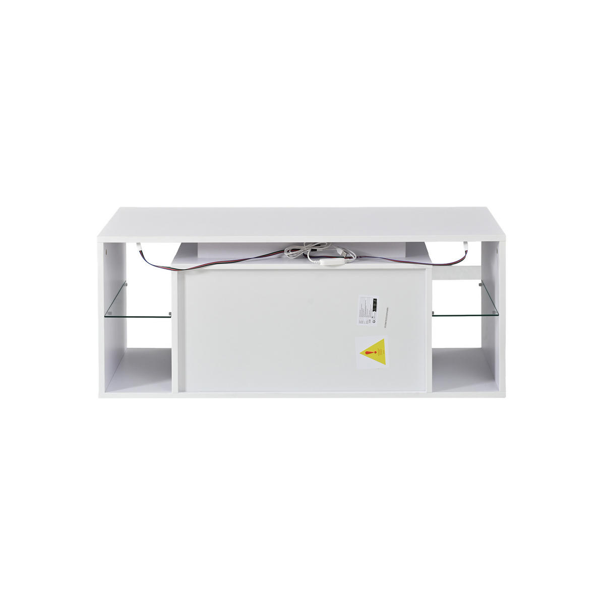 COUCHTISCH Weiß mit LED und 2 Türen 100/50/41 cm - Weiß, Holzwerkstoff (100/50/41cm)