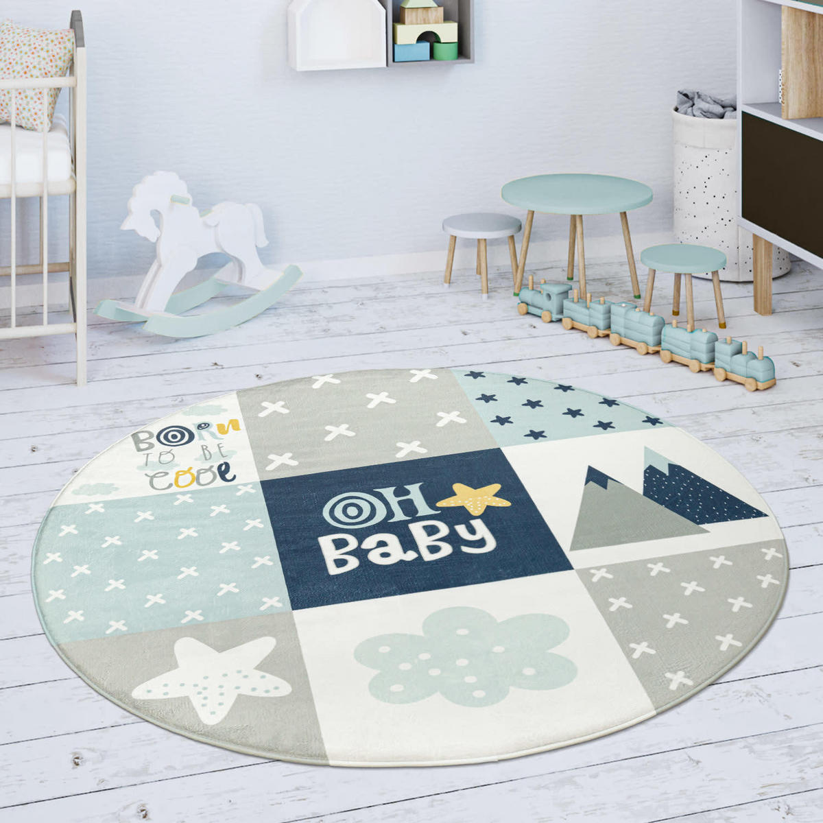 KINDERTEPPICH 120/120 CHICOS 554 - Blau, Kunststoff (120/120cm) - Paco Home