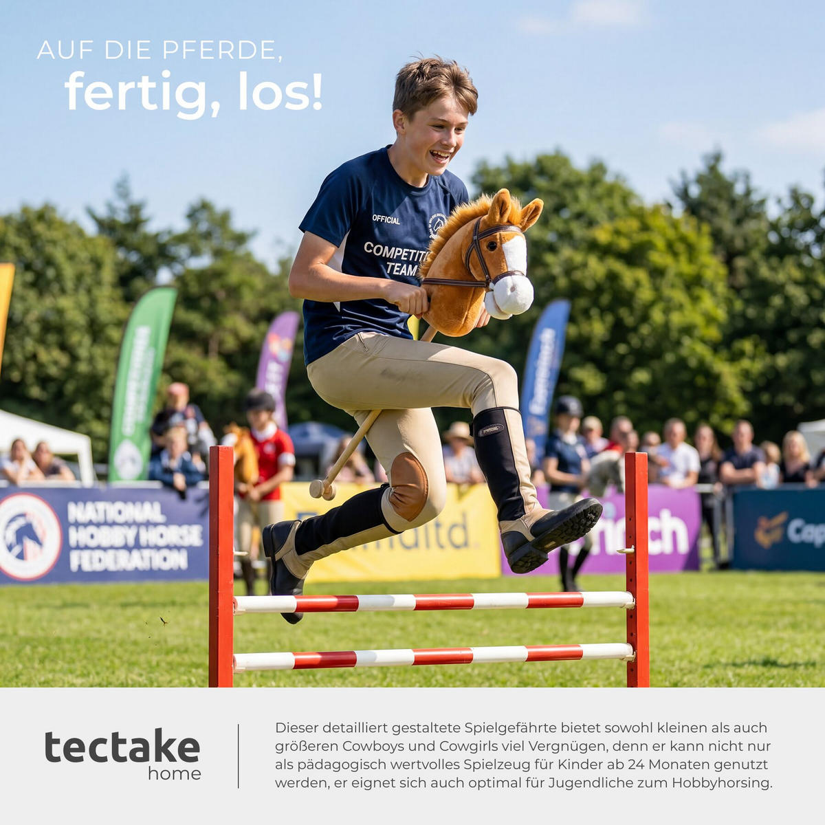 STECKENPFERD , Gesamtlänge 130 cm, braun - Braun, Textil (24/26cm) - tectake