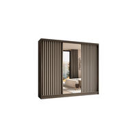 KLEIDERSCHRANK mit Spiegel-Schiebetüren und Aluminium-Leisten - LAMELO - 240 cm Grau+Grau+Weiß - Weiß/Grau, Holzwerkstoff (240/216/61cm) - ALTDECOR