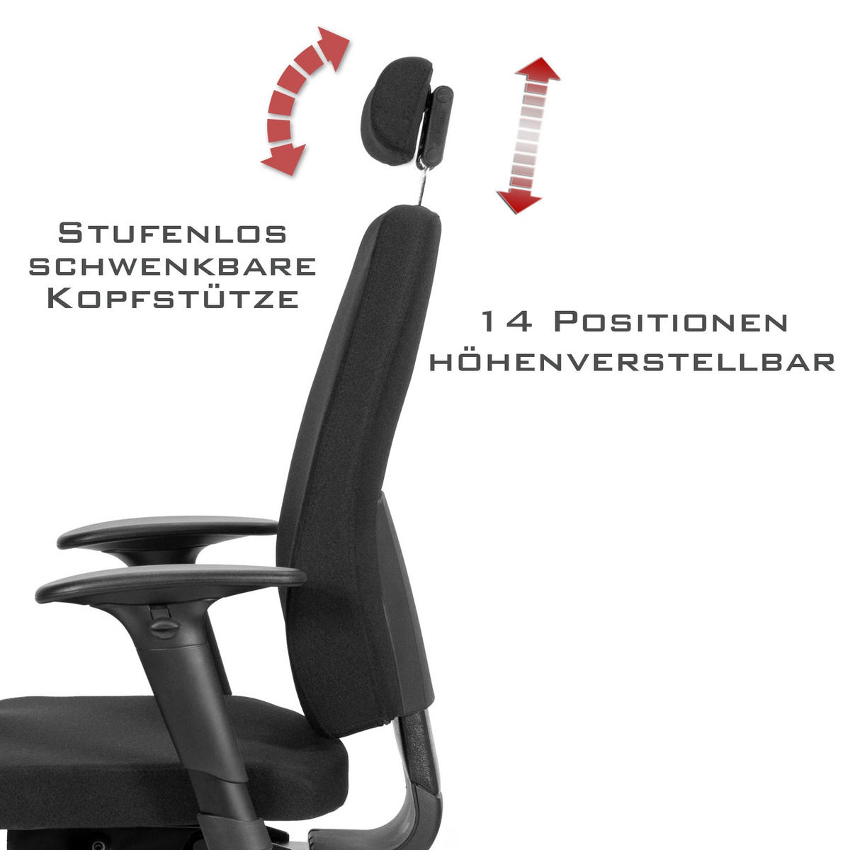 CHEFSESSEL V1404 Stoff Schwarz - ergonomisch, 150 kg belastbar, Sitzhöhe 60-63cm - Schwarz, Kunststoff/Textil (65/137/64cm) - Versee