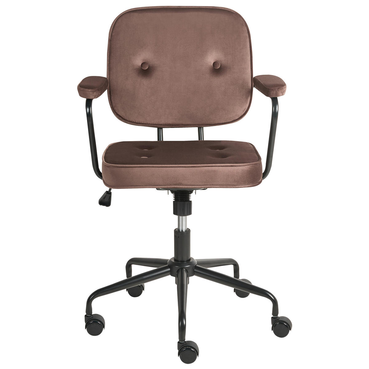 SCHREIBTISCHSTUHL Samtstoff Braun Pawnee - Braun, Textil (64/88/64cm) - Beliani