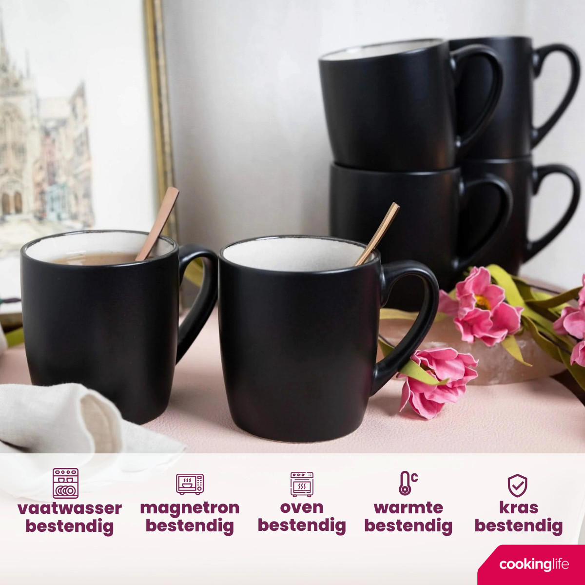 TASSE Becher Kos - 350 ml - 6 Stück - Grau, Keramik (0.35L) - Cookinglife