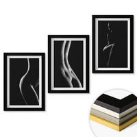 WANDBILDER 3er-Set - 20x30 cm Schwarzer Rahmen - Schwarz-weiße weibliche Silhouetten - Schwarz, Kunststoff (20/30cm) - ArtPrintCave