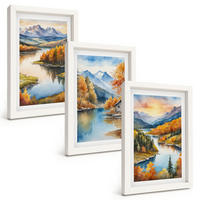 BILDER SET 3er Set - 20x30 cm Weißer Rahmen - Herbstliche Berglandschaften - Weiß, Kunststoff (20/30cm) - TULUP