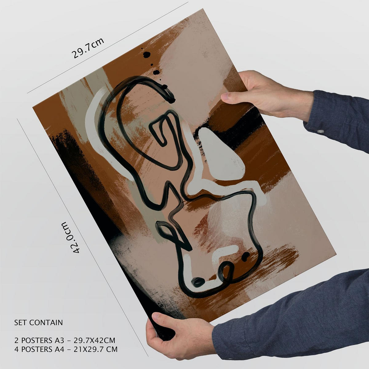 POSTER Set Mit 6 Progeny Art Abstrakt feminin Größe A3 & A4 Rahmenlos - Klar, Papier (29.7/1cm) - Nacnic