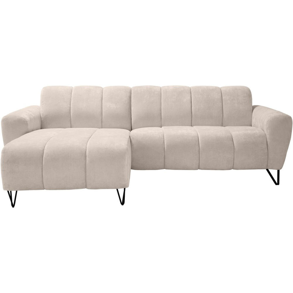 ECKSOFA Volare Mini ohne Schlaffunktion beige links, Vega-Stoff - Beige/Schwarz, Textil/Metall (256/165cm) - Beautysofa