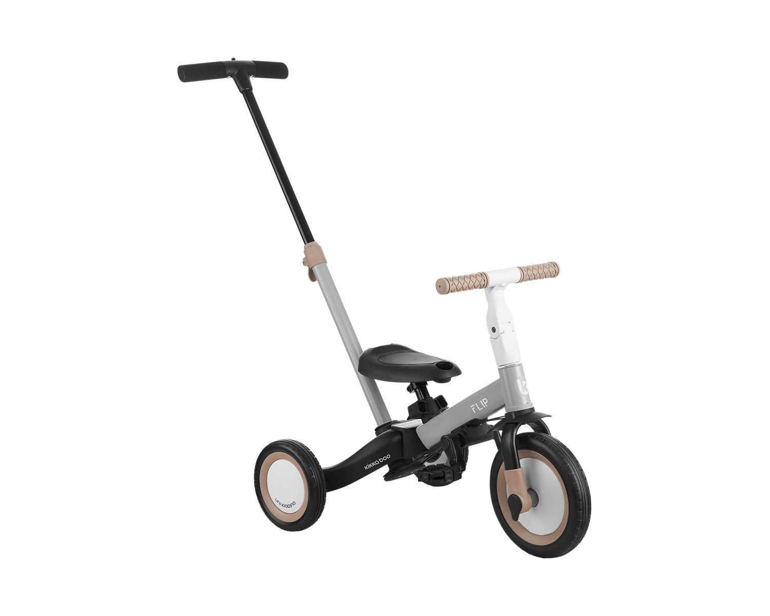 DREIRAD Flip 5 in 1 grau Stahlrahmen, rutschfeste Griffe, verstellbar - Grau, Metall (69/45/78cm) - Kikka boo