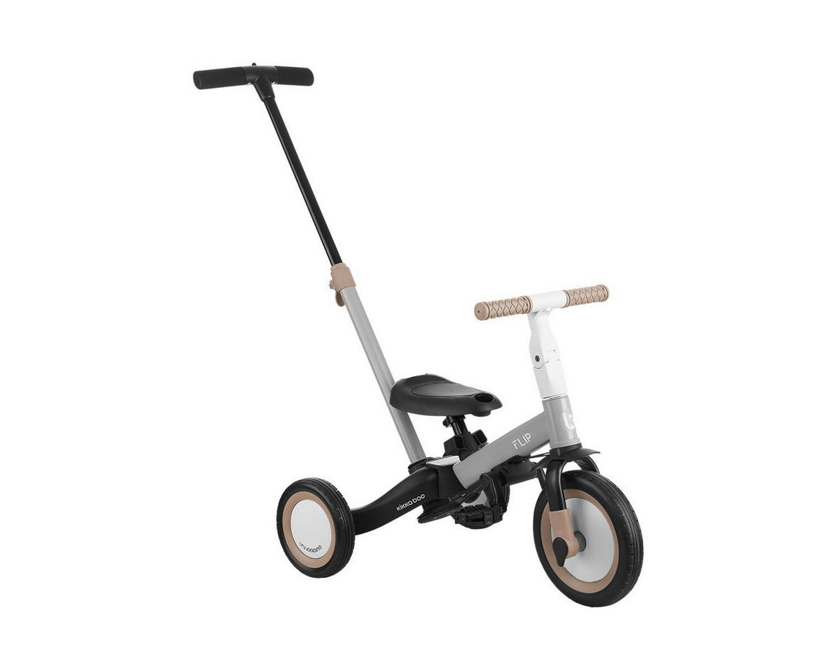 DREIRAD Flip 5 in 1 grau Stahlrahmen, rutschfeste Griffe, verstellbar - Grau, Metall (69/45/78cm) - Kikka boo