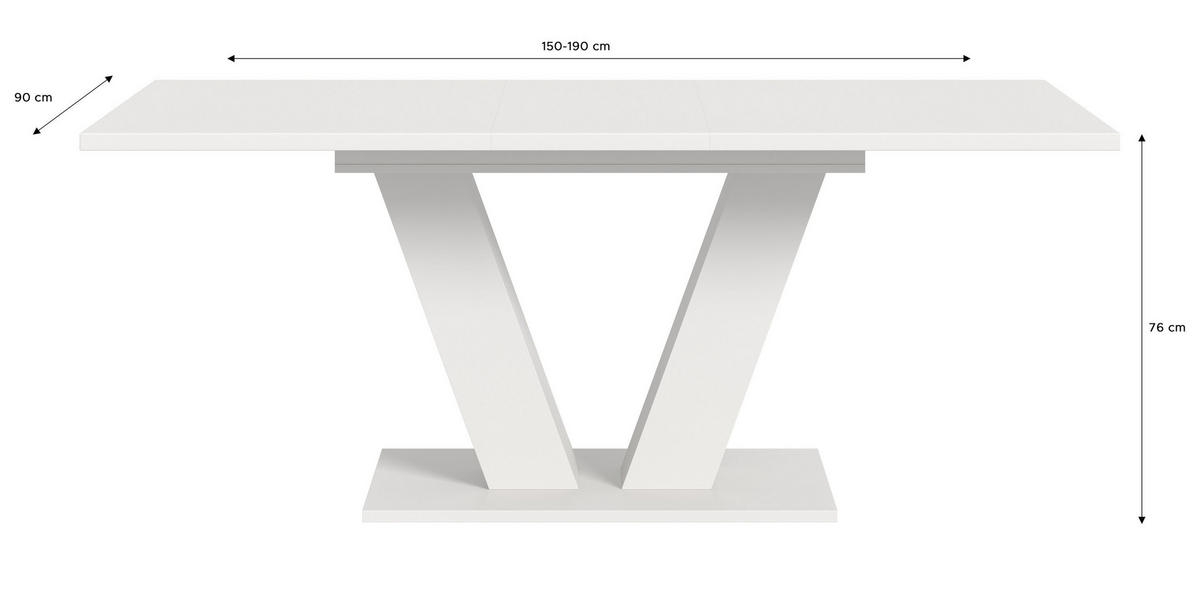 ESSTISCH MOTION (B/H/T: ca. 150/76/90 cm) in Weiß/weiß - Weiß, Holzwerkstoff (90/150/76cm)