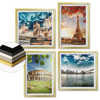 WANDBILDER 4er Set - 50x50 cm & 40x60 cm Goldrahmen - Denkmäler Europas in warmen Farben - Goldfarben, Kunststoff (50/50cm) - ArtPrintCave