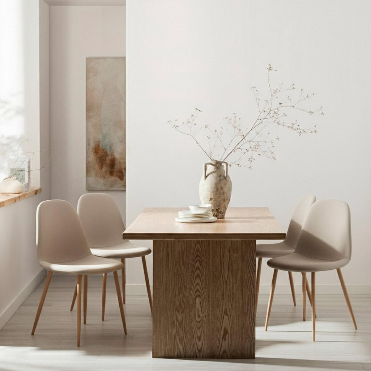 ESSZIMMERSTUHL Elia Beige 44 cm x 84 cm - Beige, Leder (44/84/52cm)