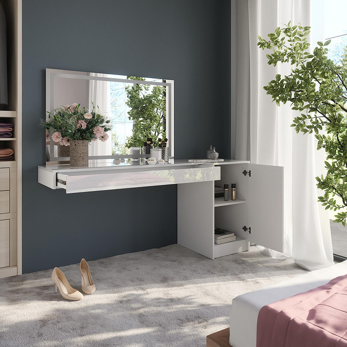 TOALETNÍ STOLEK Sherry Bílá - bílá, kompozitní dřevo (120/12/40.1cm) - Vicco