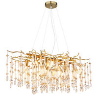 KRONLEUCHTER Glaskristall 10 flammig - Goldfarben, Glas (100/60/120cm) - Globo Lighting