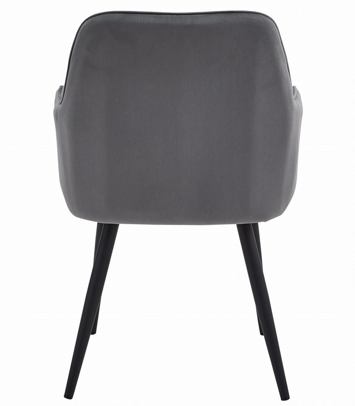 STUHL NEMI 6-er Set, Grau, Schwarz, mit Samtstoff gepolstert - Anthrazit, Textil/Metall (54/84/61cm) - Komodee