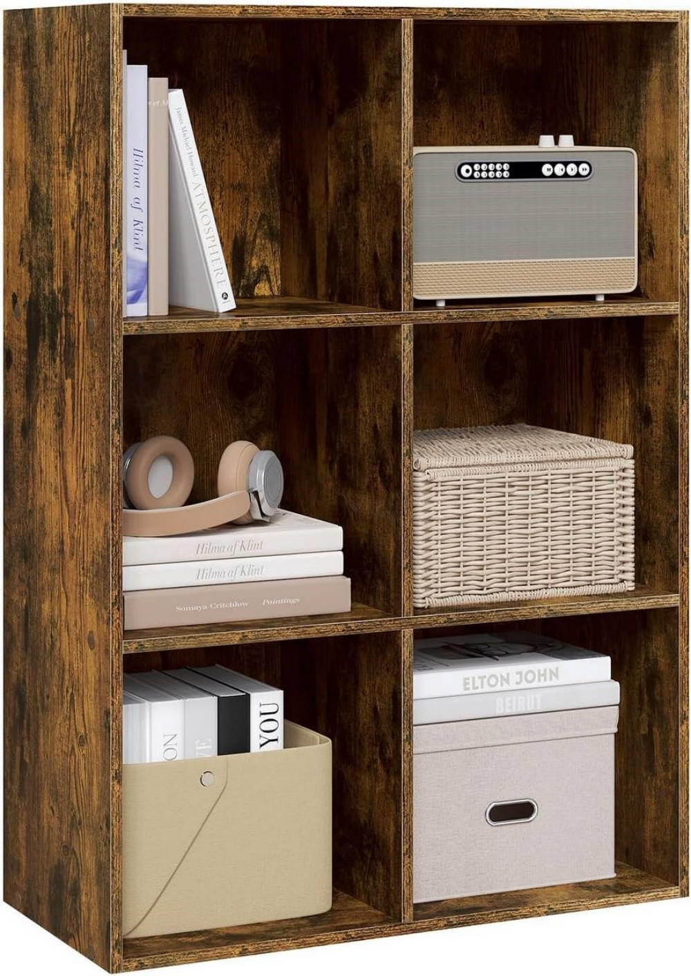 BÜCHERREGAL mit 6 Fächer, Holzwerkstoff, Rustikales Braun - Dunkelbraun, Holzwerkstoff (59.5/89/29cm) - Woltu