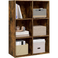 BÜCHERREGAL mit 6 Fächer, Holzwerkstoff, Rustikales Braun - Dunkelbraun, Holzwerkstoff (59.5/89/29cm) - Woltu
