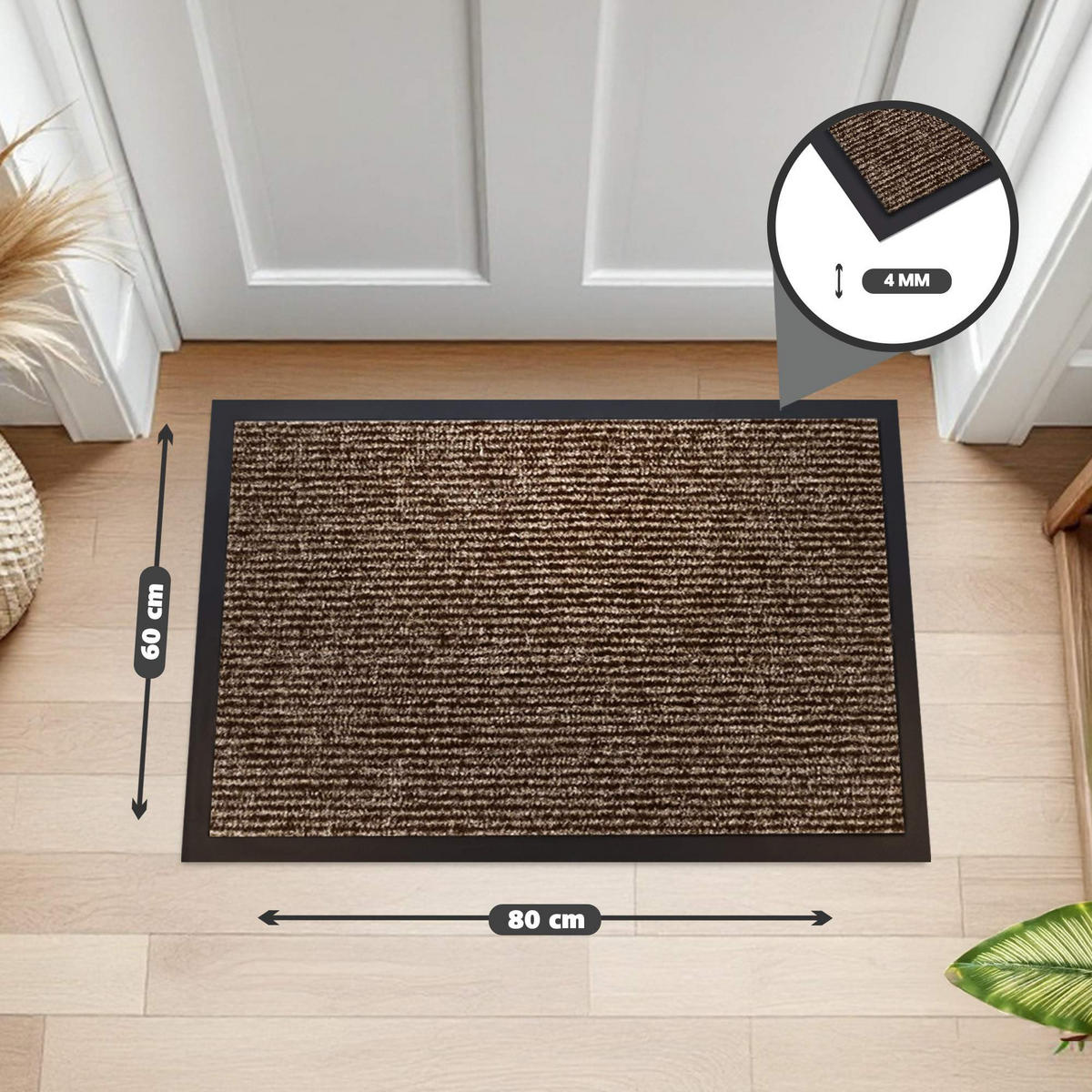 SCHMUTZFANGMATTE PALERMO - Braun, Textil (60/80cm) - WohnDirect