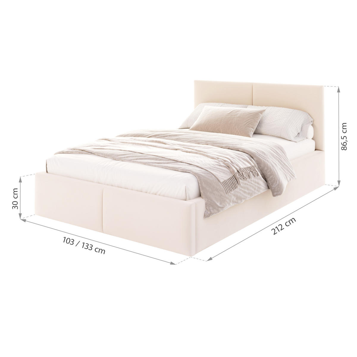 POLSTERBETT Amber Beige - Birkefarben/Beige, Holzwerkstoff (90/200cm) - FDM