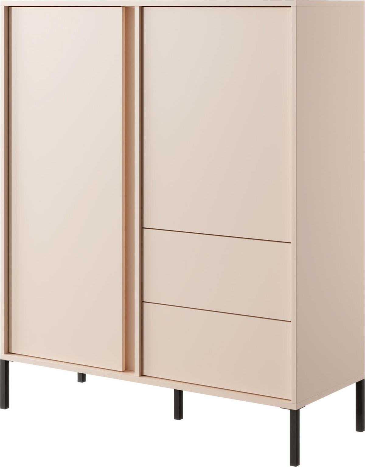 HIGHBOARD Donna in Beige 103/123/40 cm - Beige/Schwarz, Holzwerkstoff/Metall (103.3/123.4/39.5cm) - WFL GROUP