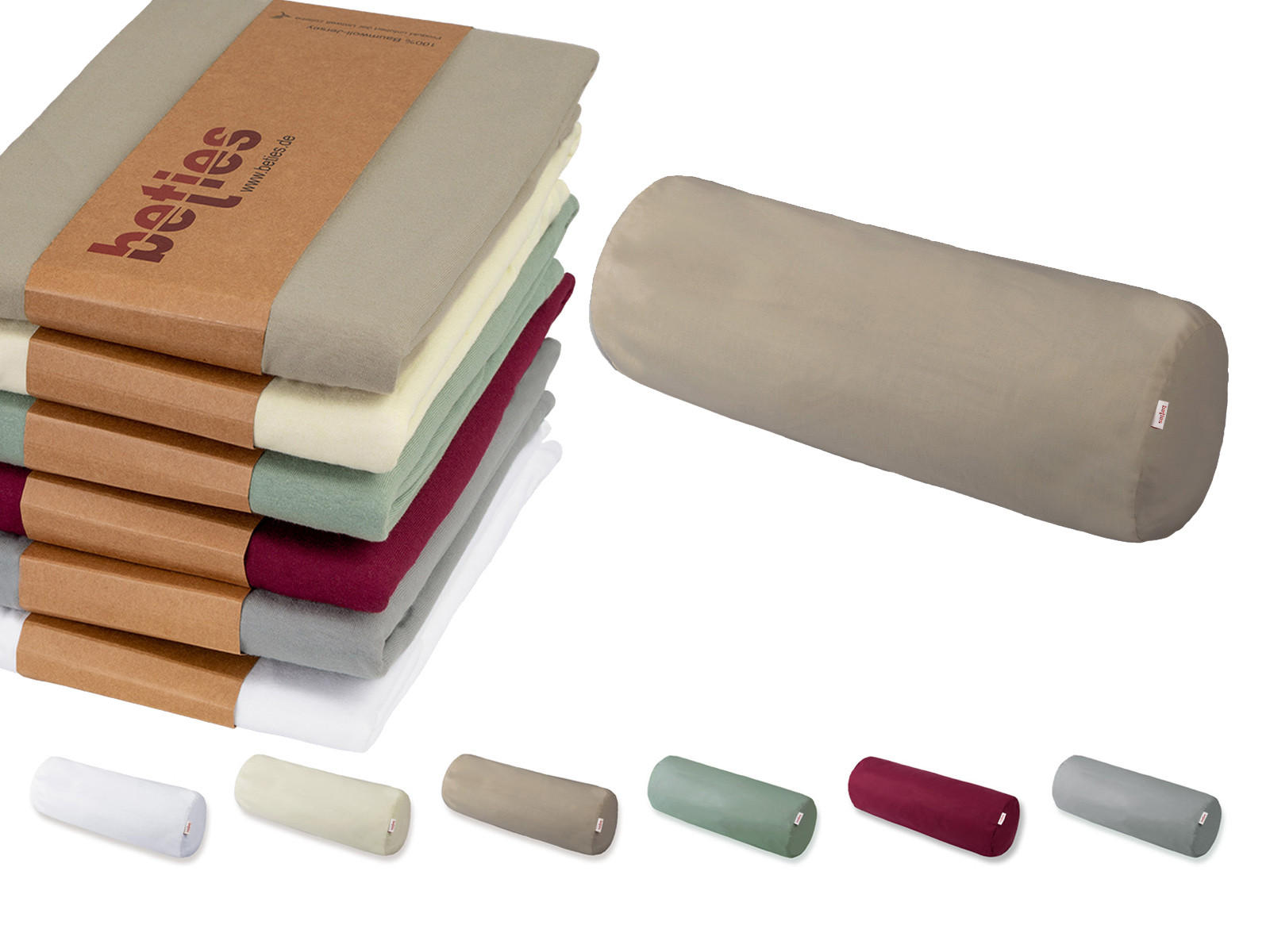 XL-NACKENROLLENBEZUG BasicSoft saatpearl-beige 100% Baumwoll-Jersey 25/70 cm - Beige, Textil (25/70cm) - beties Heimtextil